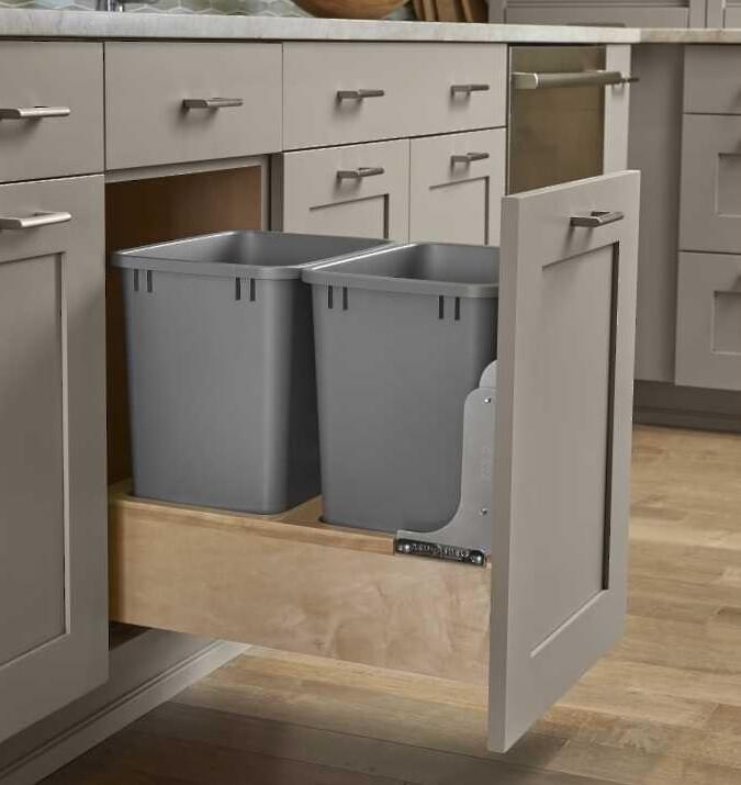 Rev-A-Shelf - 14-1/4" - Double 35qt Bottom Mount Rev-A-Motionâ€š Wood Waste Containers