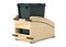 Single Black 50 Qt. Craftsman Collection Solid Maple Bottom Mount Pullout Waste Container w/ Black Accents, (1) Lid and BLUM Soft-Close Slides