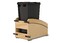 Single Black 35 Qt. Craftsman Collection Solid Maple Bottom Mount Pullout Waste Container w/ Black Accents, (1) Lid and BLUM Soft-Close Slides