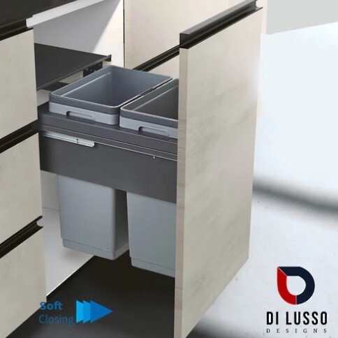 (GREAT VALUE) Di Lusso Garbage Bins System - Width 13-1/2 Inches with Built-in Bin Lid