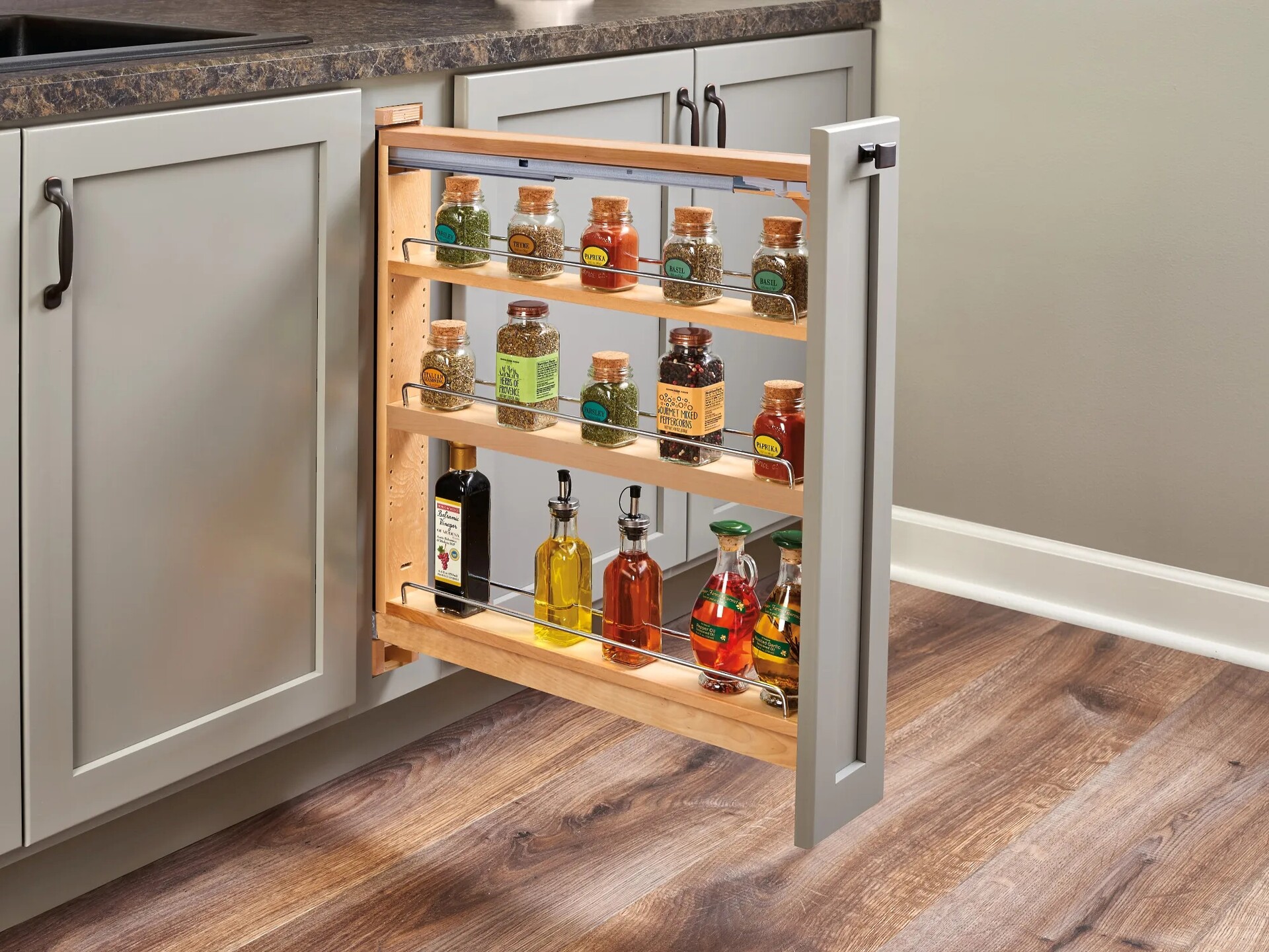 Rev-A-Shelf - 3" Natural Maple Base Organizer w/BLUMOTION 