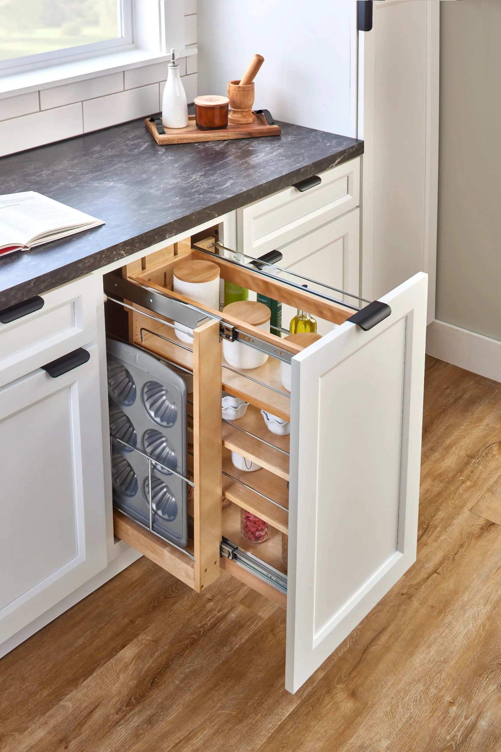 Rev-A-Shelf - 3" Spice Holder Sidekick 448 Accessory with Full-Extension Ball-Bearing Slides