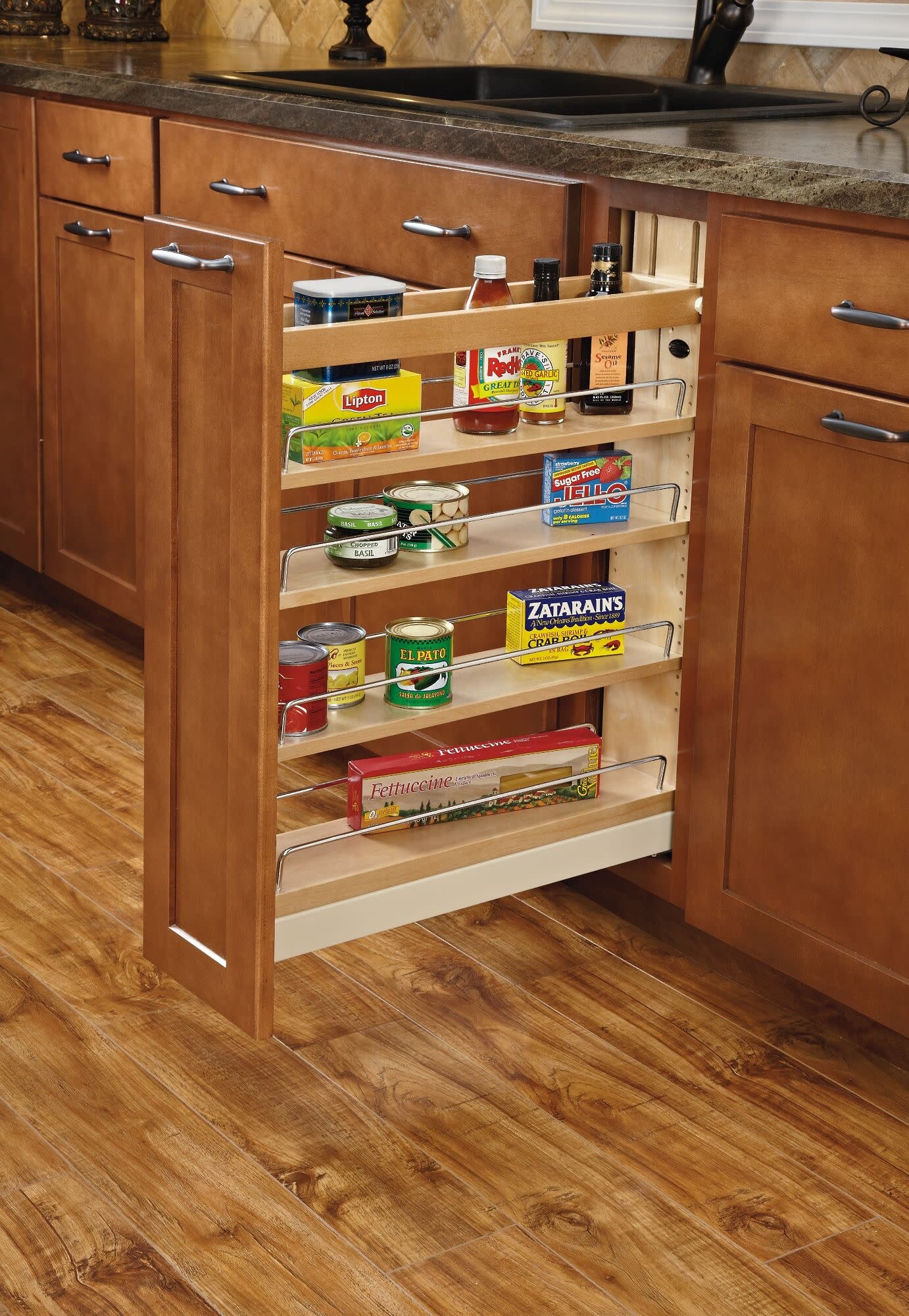 Rev-A-Shelf - 5" Maple Base Cabinet Pullout Organizer with Soft-Close Ball-Bearing Slides
