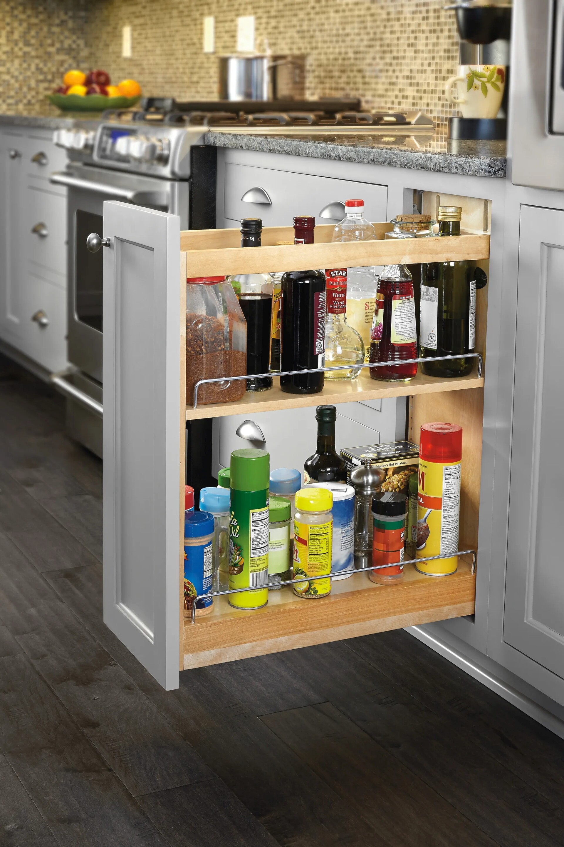 Rev-A-Shelf - 8" Maple Base Cabinet Pullout Organizer with Blumotion Soft-Close