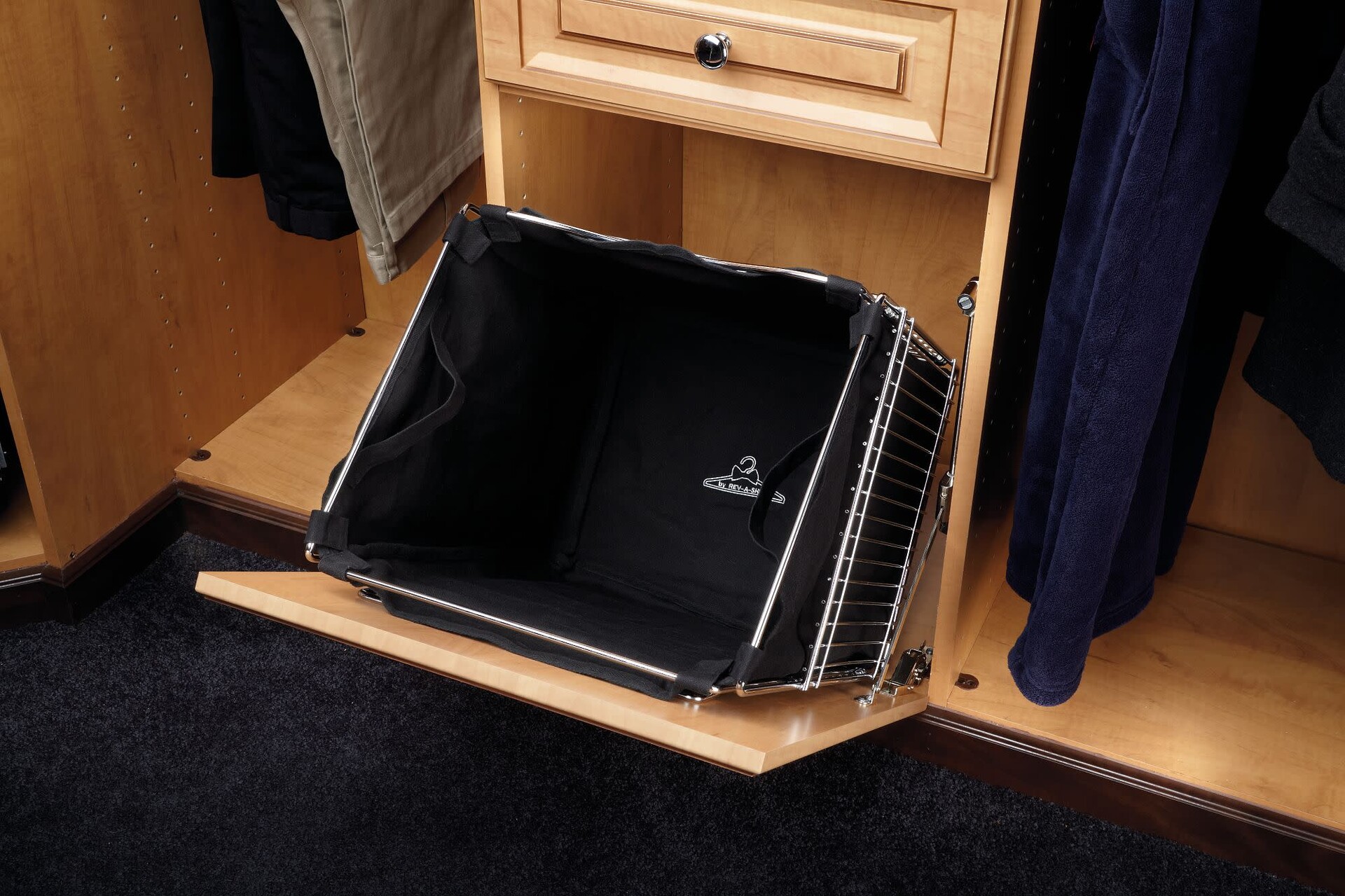 Small Chrome Closet Tilt Out Hamper Basket