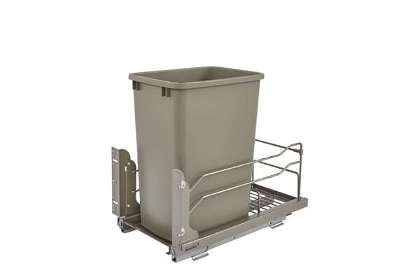 Rev-A-Shelf - 10-7/8" Champagne Single 35qt Undermount Soft-Close Waste Containers