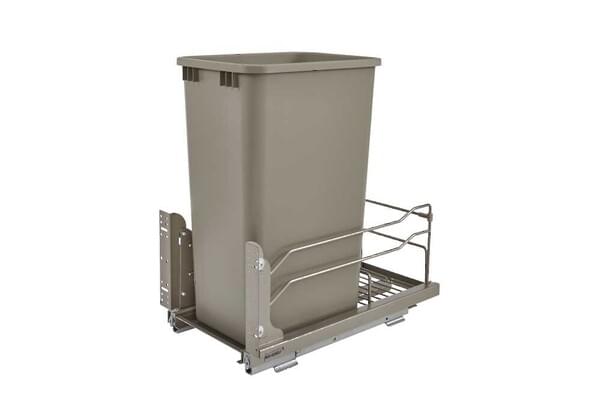 Rev-A-Shelf - 10-7/8" Champagne Single 50qt Undermount Soft-Close Waste Containers