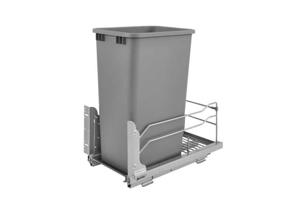 Rev-A-Shelf - 10-7/8" Silver Single 50qt Undermount Soft-Close Waste Containers
