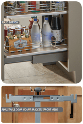 Rev-A-Shelf - 10" x 50-3/4" Gray/Chrome Pullout Solid Bottom