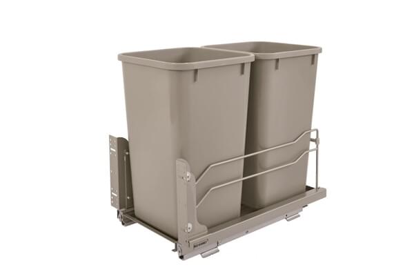 Rev-A-Shelf - 11-1/4" Champagne Double 27qt Undermount Soft-Close Waste Containers