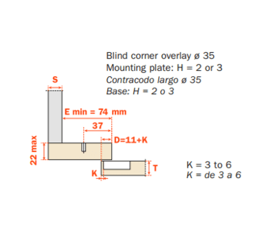 Salice - 110Â° Knock-in Blind Corner Overlay Soft-Close Hinge