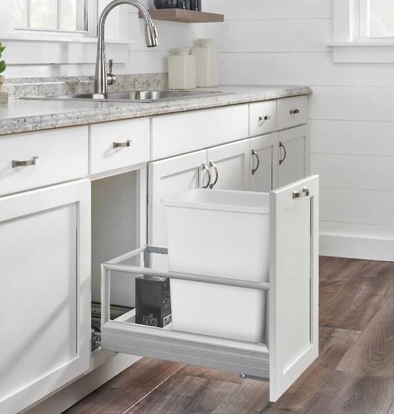 Rev-A-Shelf - 12-1/8" Single 50qt Bottom Mount Rev-A-Motionâ€š Aluminum Frame Waste Containers