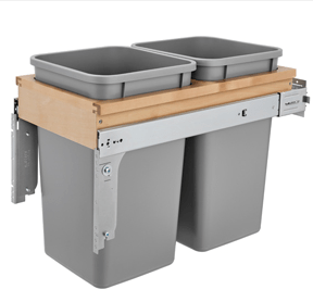 Rev-A-Shelf - 12" - Double 27qt Soft-Close Top Mount Wood Waste Containers