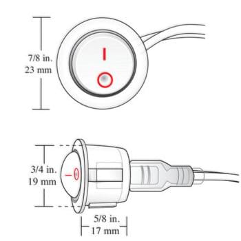 12V White Rocker Switch