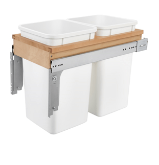 Rev-A-Shelf - 13-1/2" - Double 27qt Top Mount Wood Waste Containers With Back Mount Bracket