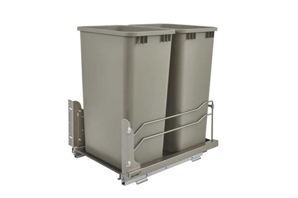 Rev-A-Shelf - 14-3/4" Champagne Double 50qt Undermount Soft-Close Waste Containers