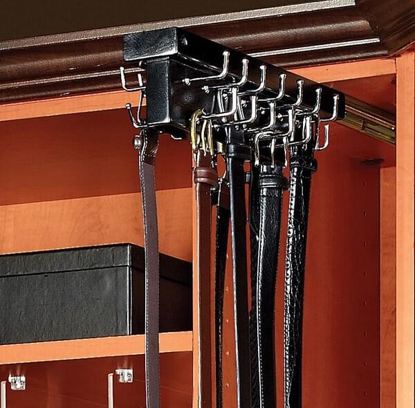 Rev-A-Shelf - 14" Black Belt/Scarf Organizer Top Mount Pullout Belt Butler