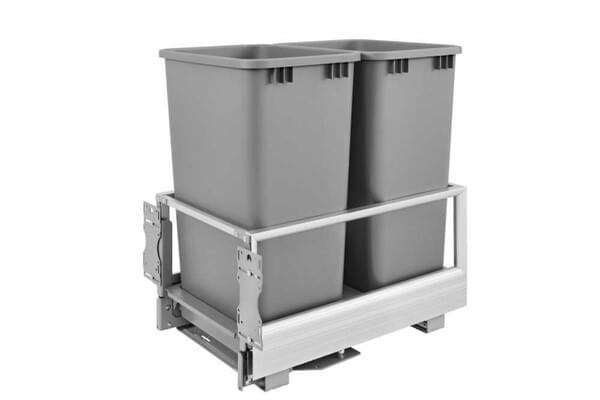 Rev-A-Shelf - 15-5/8" Double 50qt Bottom Mount Rev-A-Motionâ€š Aluminum Frame Waste Containers