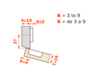 Salice - 15Â° Angle Screw-on Self-Close Clip-on Hinge