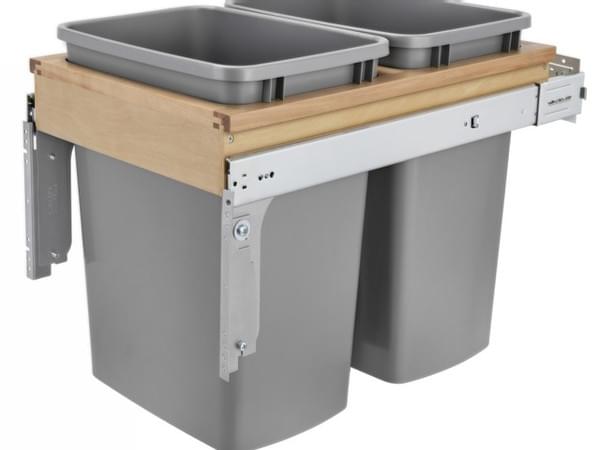 Rev-A-Shelf - 15" - Double 35qt Soft-Close Top Mount Wood Waste Containers