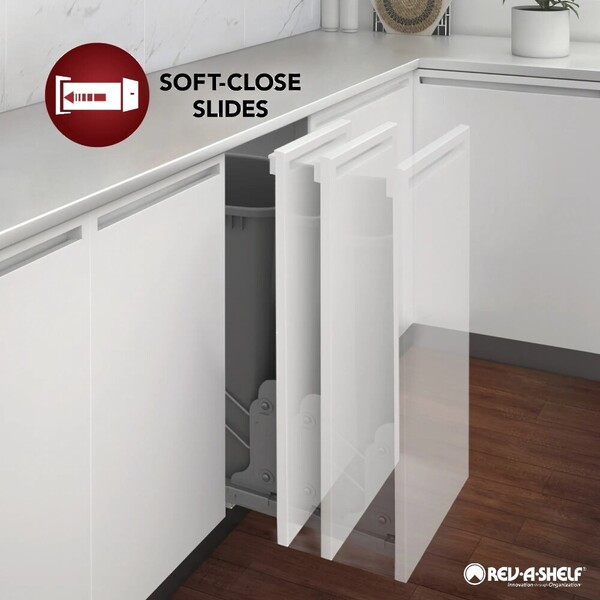 Rev-A-Shelf - 12" - Double Silver Waste Containers - 27 Quart with BLUM Close Slides