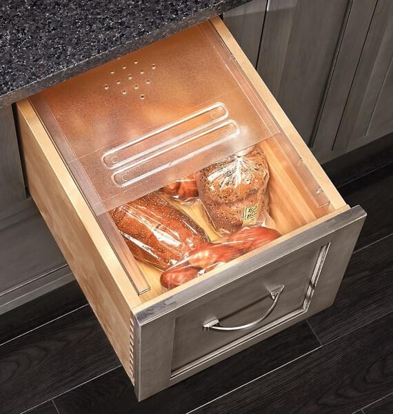 Rev-A-Shelf - 16-3/4" Clear Bread Drawer Kit w/Rails for Drawers