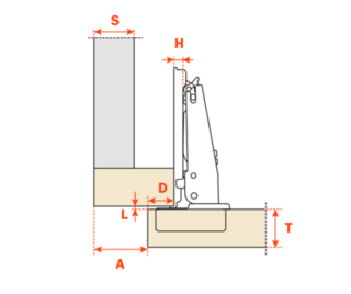 Salice - 165Â° Knock-in Half Overlay Self-Close Hinge