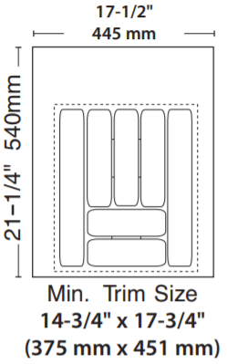 Rev-A-Shelf - 17-1/2" White Cut-To-Size Insert Cutlery Organizer for Drawers