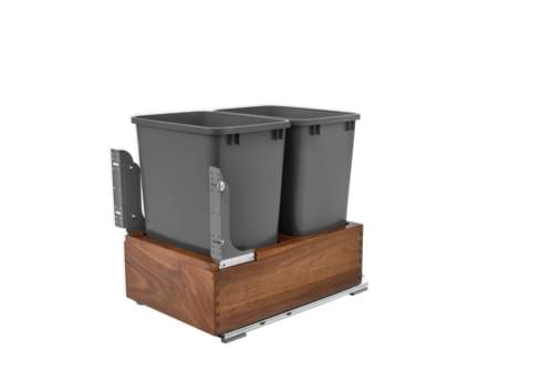 Rev-A-Shelf - 18" - Double 50qt Bottom Mount Wood Waste Containers