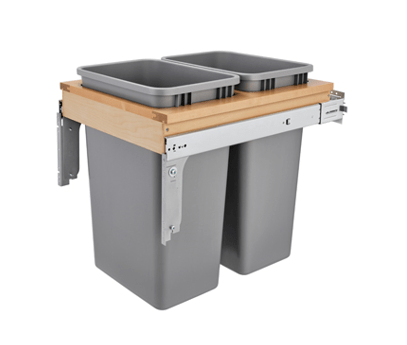 Rev-A-Shelf - 18" - Double 50qt Soft-Close Top Mount Wood Waste Containers