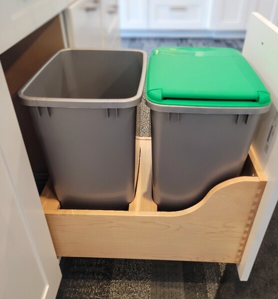 18 Inch Canadian Maple Waste/Recycle Pullouts with double 50 Quart Gray Containers