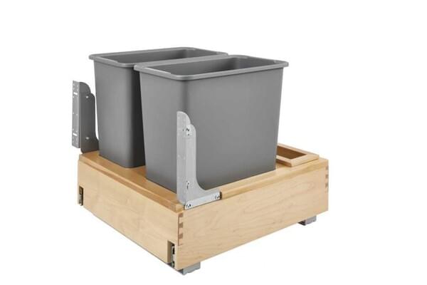 Rev-A-Shelf - 20-1/4" - Double 30qt Bottom Mount Rev-A-Motionâ€š Wood Waste Containers