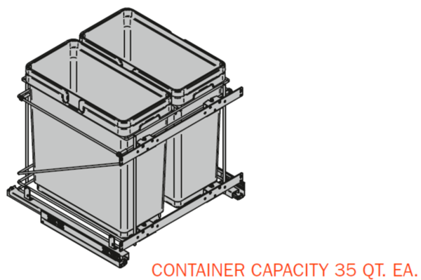 Salice - 21" Double 35qt Under Mount Soft-Close Waste Recycle Pullout