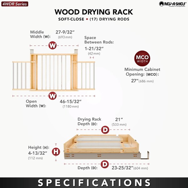 30" Wood Drying Rack Drawer w/ BLUM Soft-Close Slides