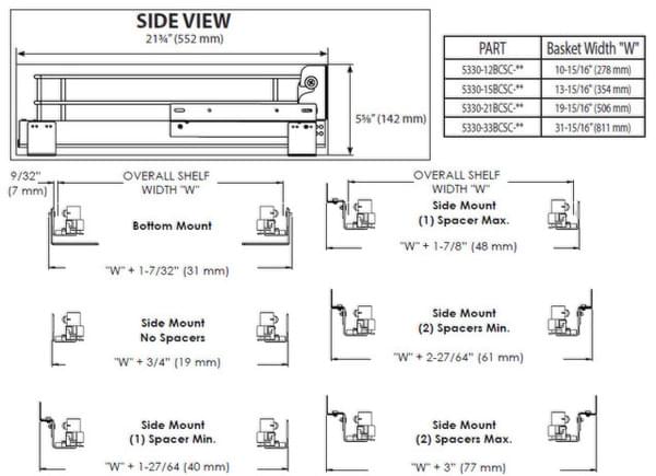 Rev-A-Shelf - 32-11/16" Maple Pullout Premiere Single Wire Solid Bottom Basket