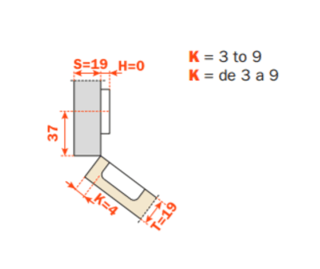 Salice - 37Â° Angle Screw-on Self-Close Clip-on Hinge