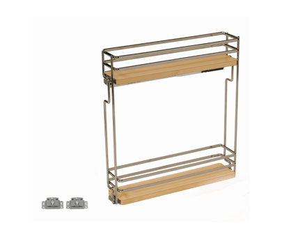 Salice - 4-1/4" Left Hand 2-Tier Maple Base Pullout Organizer w/Soft-Close & Door Mount Kits
