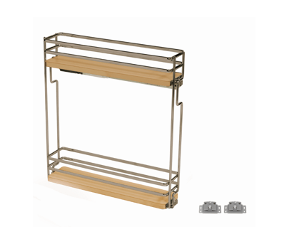 Salice - 4-1/4" Right Hand 2-Tier Maple Base Pullout Organizer w/Soft-Close & Door Mount Kits