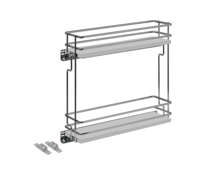 Salice - 5-3/4" Left Hand 2-Tier White Base Pullout Organizer w/Soft-Close & Door Mount Kits
