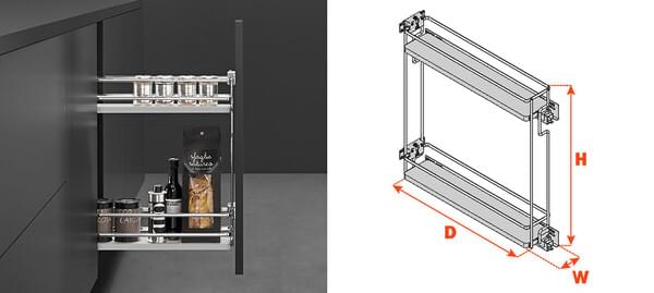 Salice - 5-3/4" Right Hand 2-Tier Maple Base Pullout Organizer w/Soft-Close & Door Mount Kits