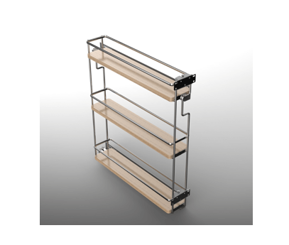 Salice - 5-3/4" Right Hand 3-Tier Maple Base Pullout Organizer w/Soft-Close & Door Mount Kits