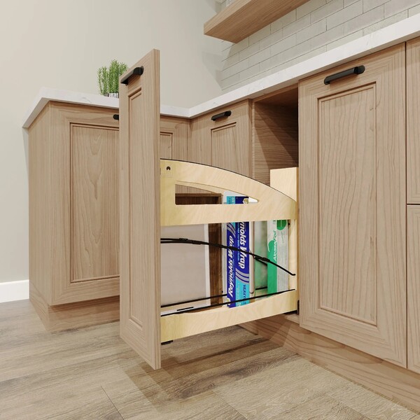 5" Craftsman Collection Base Cabinet Pullout with Tray Divider / Foil Wrap Holder with Blumotion Soft-Close