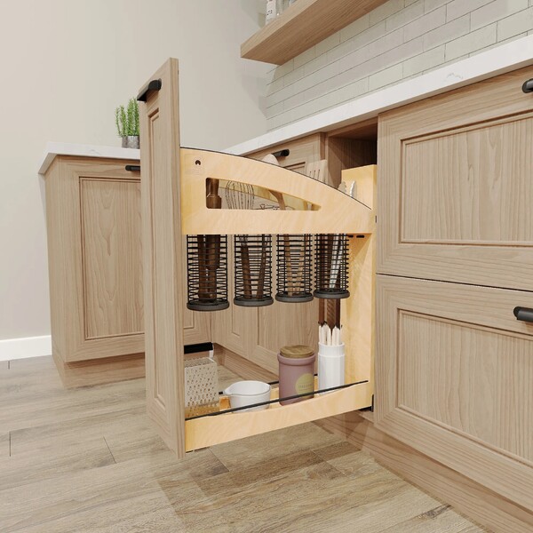5" Craftsman Collection Solid Maple Utensil Pullout Organizer w/ Black Accents and BLUM Soft-Close Slides