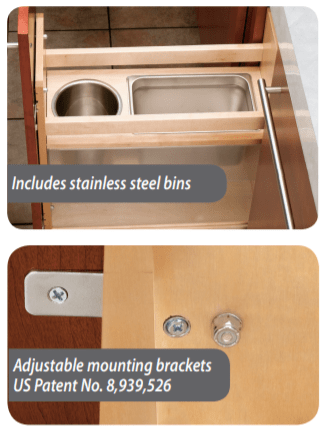 Rev-A-Shelf - 8-1/2" x 20-1/4" Maple Cabinet Pullout Soft-Close Grooming Organizer