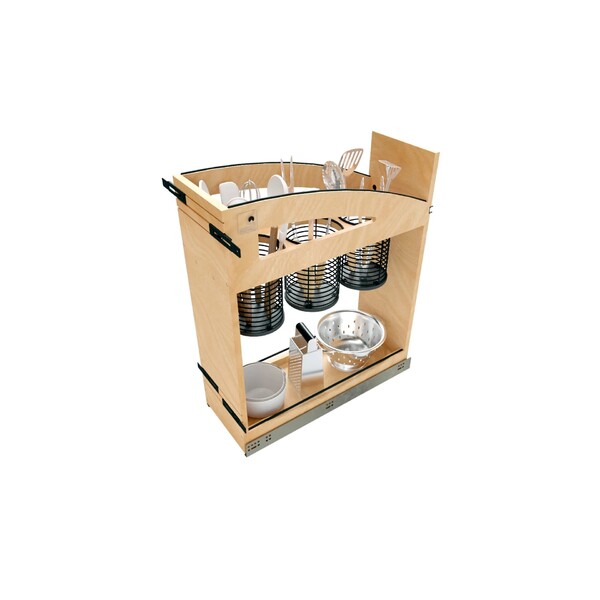 8" Craftsman Collection Solid Maple Utensil Pullout Organizer w/ Black Accents and BLUM Soft-Close Slides