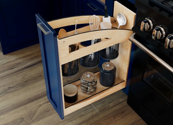 8" Craftsman Collection Solid Maple Utensil Pullout Organizer w/ Black Accents and BLUM Soft-Close Slides