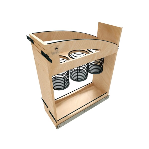 8" Craftsman Collection Solid Maple Utensil Pullout Organizer w/ Black Accents and BLUM Soft-Close Slides