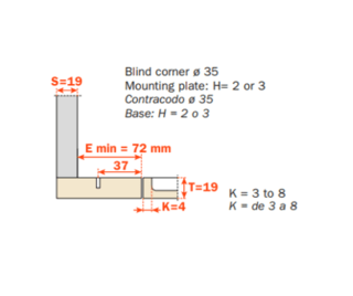 Salice - 94Â° Screw-on Blind Corner Overlay Self-Close Hinge