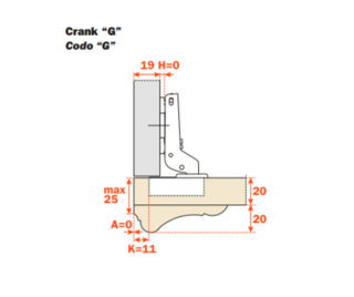 Salice - 94Â° F SERIES 40mm Cup Screw-on Half Overlay Self-Close Hinge For Thick Doors