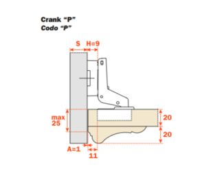 Salice - 94Â° F SERIES 40mm Cup Screw-on Inset Self-Close Hinge For Thick Doors